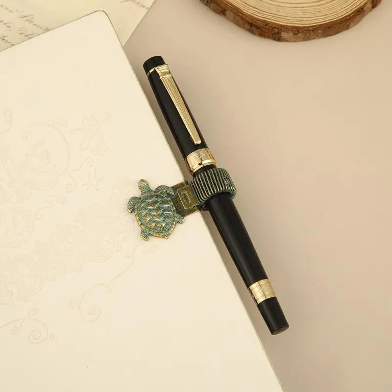 New New 1pc Vintage Ocean Turtle Metal Pen Clip Spring Loaded Pen Holder For Notebook Journal Office School Stationery