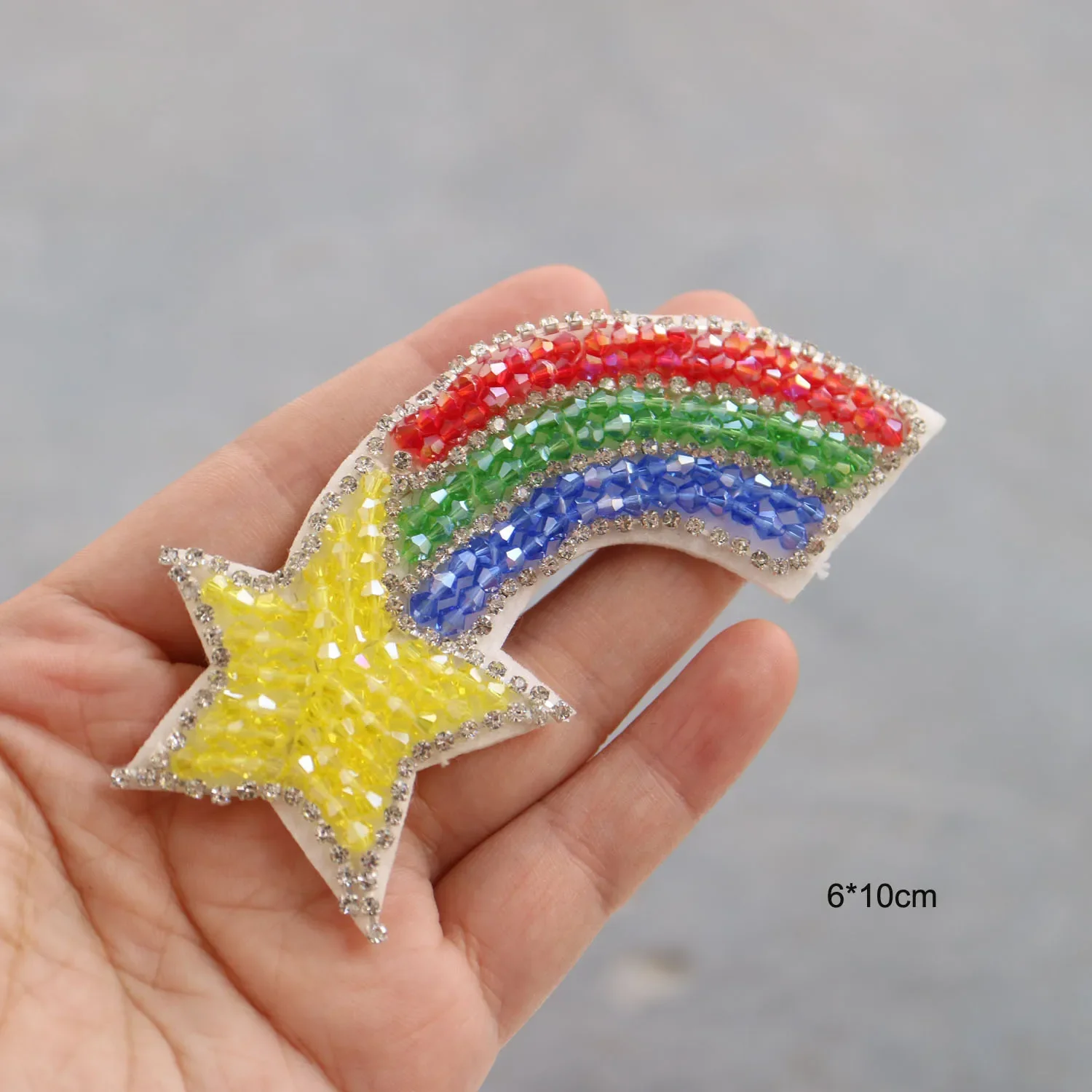 Fashion DIY rainbow sun beaded patches for clothes rhinestone appliques  clothing  sew on parches Embroidery