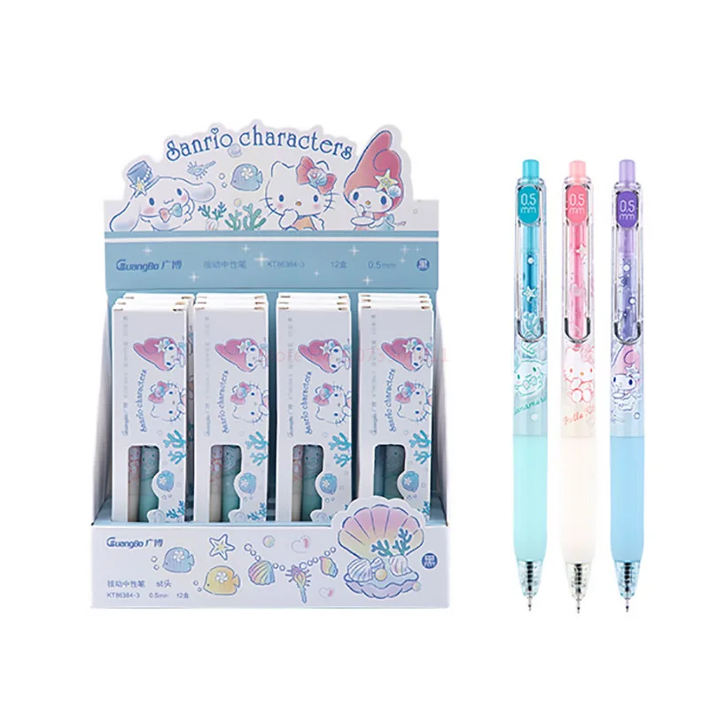 Imagem -06 - Série Oceano Sanrio Touch Gel Pen Conjunto de Papelaria Estudante Caneta Preta Desenhos Animados Bonito Melodia Genuíno Atacado 0.5 mm Peças