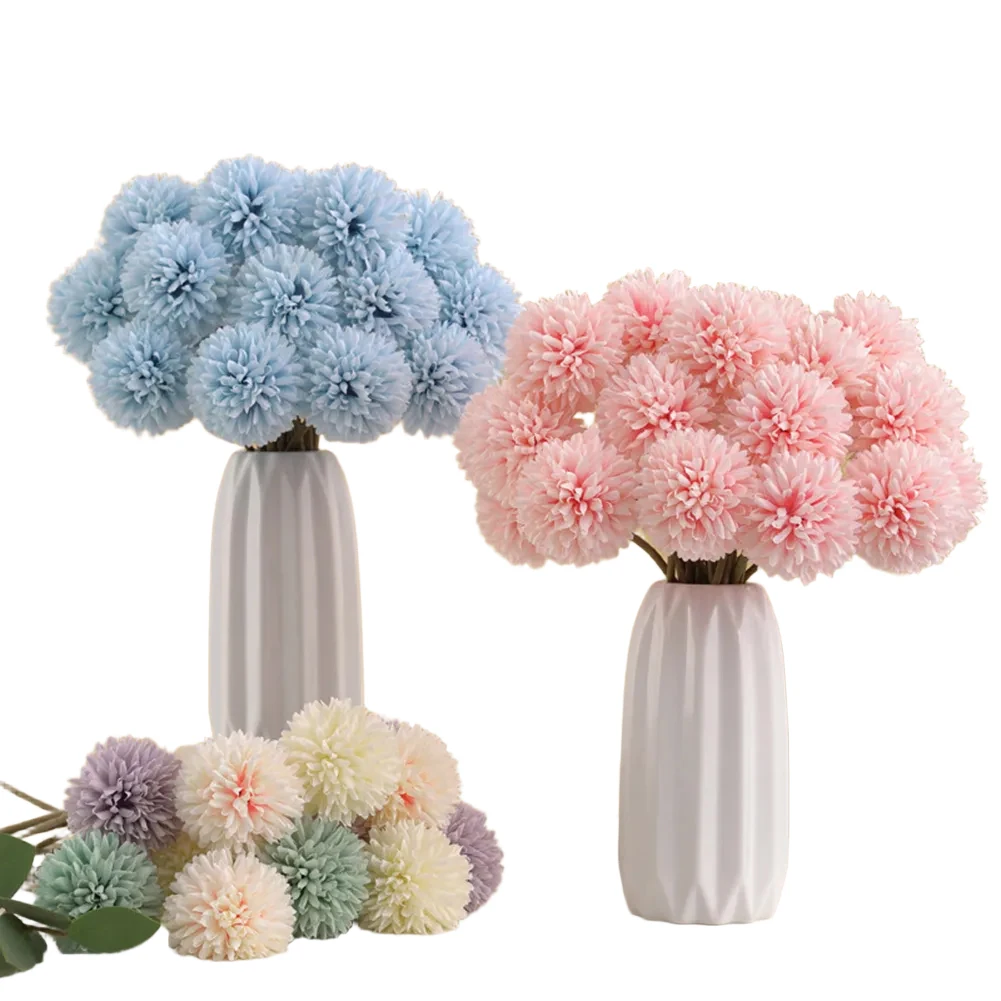 

12/10pcs Artificial Flowers Silk Dandelion Hydrangea 32cm Home Vases Wedding Bouquet Bridal Festival Party Courtyard Accessories