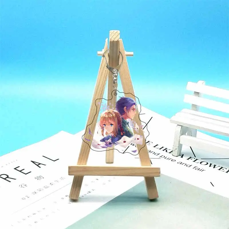 55MM Anime Violet Evergarden Figure Violet Evergarden Gilbert Bougainvillea Acrylic Keychain Cute Pendant Gifts