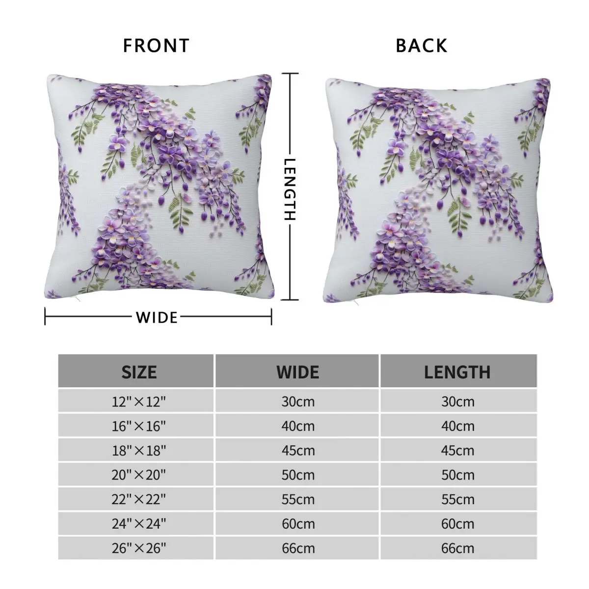 Wisteria Flowers Feminine Flair Square Pillowcase Polyester Linen Velvet Creative Decor Pillow Case Sofa Cushion Wholesale 45x45