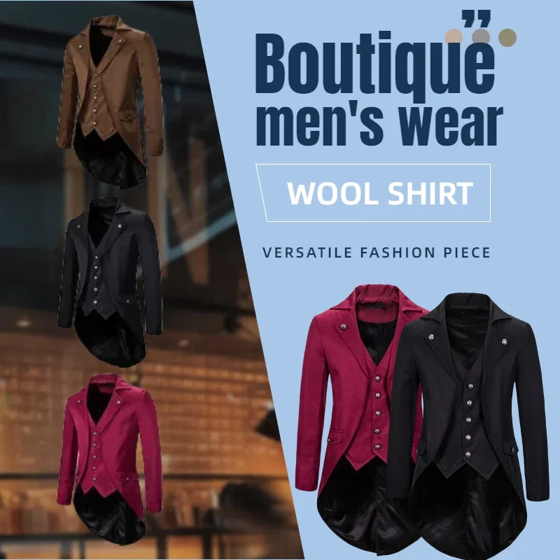 

Men's Halloween Performance Autumn and Winter Evening Gown Tailcoat Men's Lapel Suit Business Attire