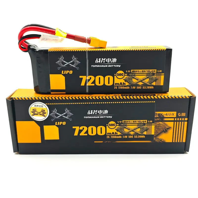 Tomahawk RC LiPo Battery 2S 7200mAh 50C 7.4V Rechargeable Power Pack For Remote Control Model Car Truck Off Road Hobbyists