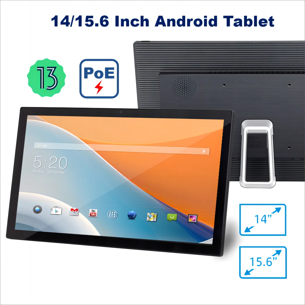 Slim Android 13 Tablet 14/15.6 Inch Touch Screen 4G+32G PAD POE Supported 1920*1080 IPS Photo Frame Smart Home Control Panel