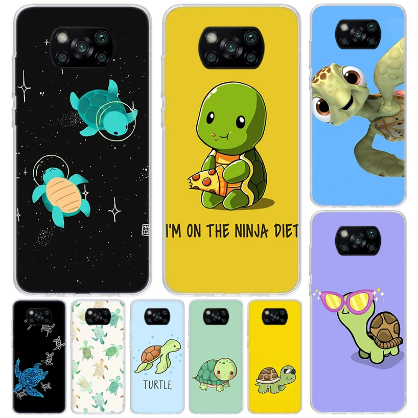 Cartoon Sea Turtle Tortoise Cover For Xiaomi Mi 11T 10T 9T Pro 11 Lite Phone Case 13 12 12X 10 9 8 11i 6X 5X Ultra 5G Print Coqu