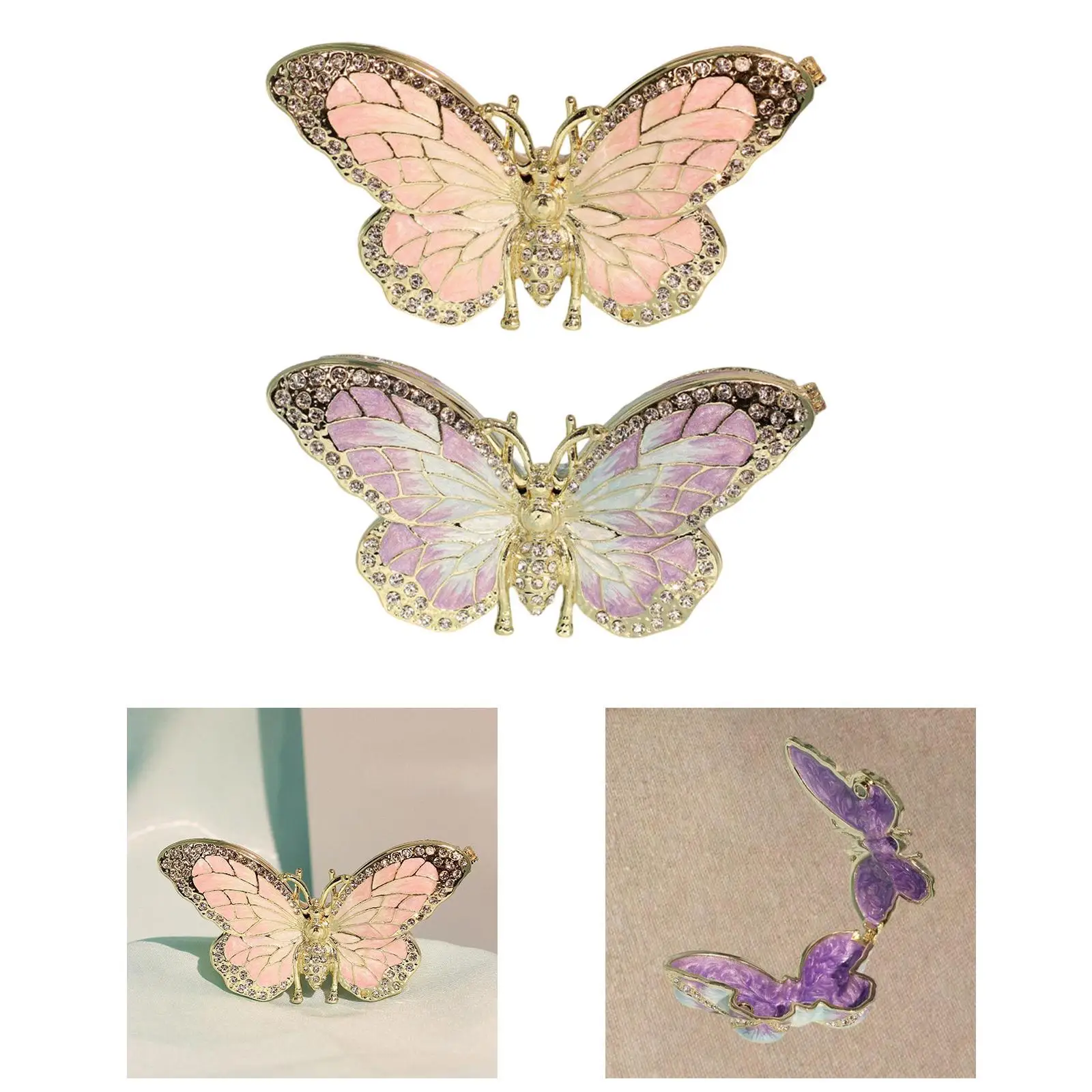 

Butterfly Jewelry Box Collectible Tabletop Decorative Enamel Trinket Box for Bracelets Pendants Earrings Rings Birthday Gift