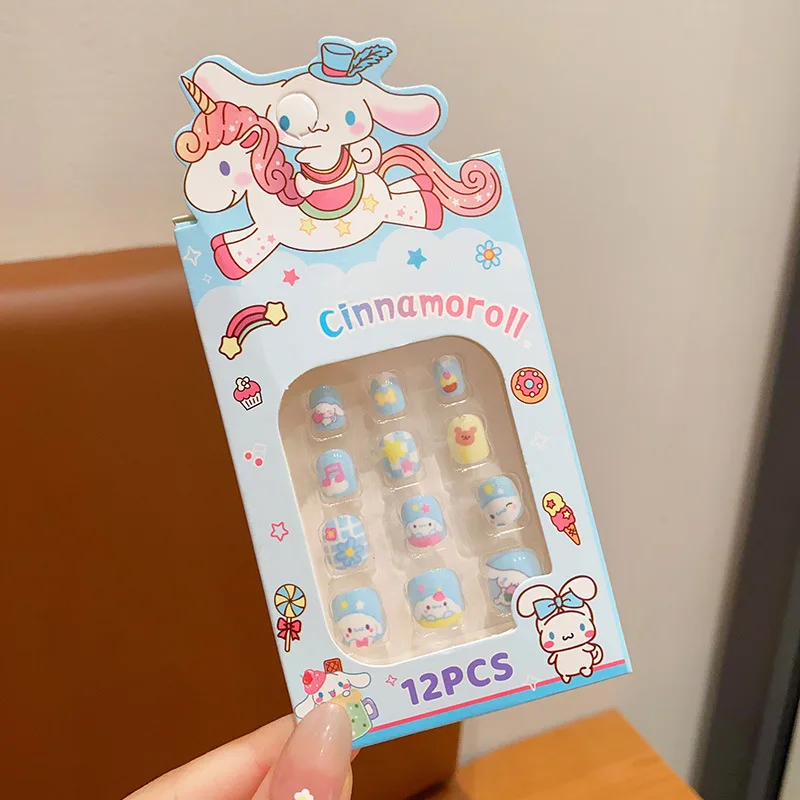 Sanrio parche para uñas para niños dibujos animados Hello Kitty Kuromi lindo pegatina para uñas desmontable uñas dulces y encantadoras pegatinas para uñas