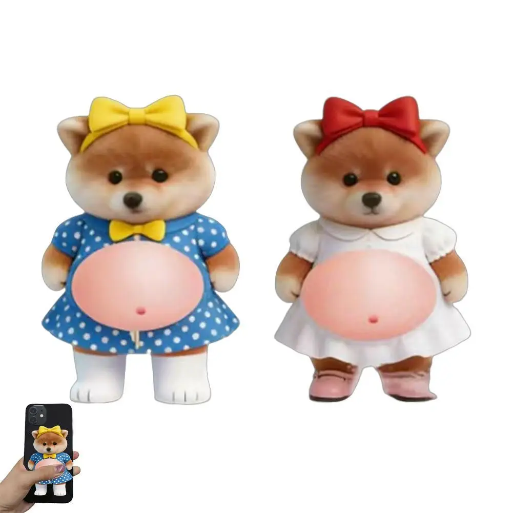 

3D Belly Button Phone Sticker Cute Puppy & Cat Decor Relief Stickers Multifunctional Sticker for Car Door Refrigerator Sticker