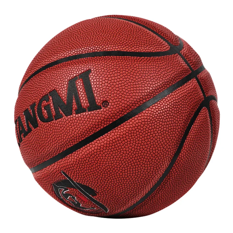 Kuangmi-PU Leather Basketball Ball, Size 7, Match, Professional, Indoor, Outdoor, Training, Free with Net Bag and Pins