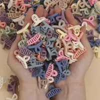 20Pcs Macaron Mini Multi-Color Geometric Hollow-Out Plastic Hair Clips Simple Sweet Fashion Style