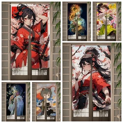 Cartoon Anime Japanese Door Curtain Girl Cherry Blossoms Noren Kitchen Partition Doorway Curtain Entrance Hanging Half-Curtain