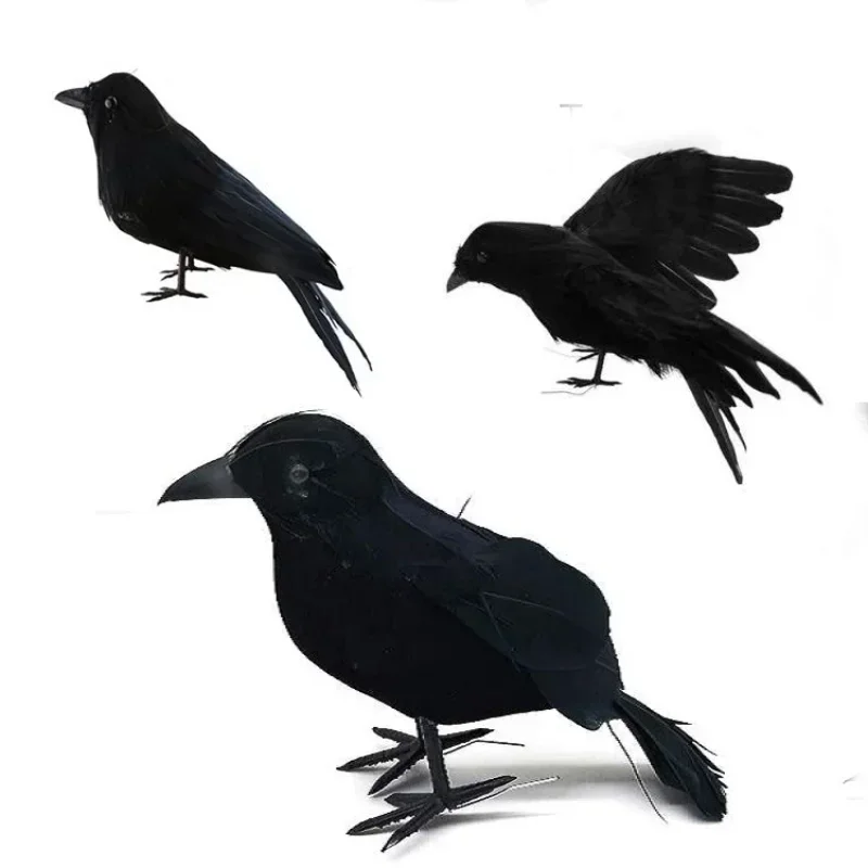 1PC Simulation Black Crow Animal Model Artificial Crow Black Bird Raven Prop Horror Scary Halloween Decorations Party Supplies