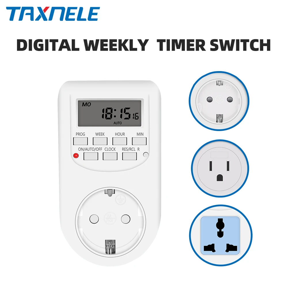 Digital Timer Switch Electronic 12/24 Hour Weekly Programmable Timing Socket EU UK US Plug Outlet Kitchen Appliance Time Control