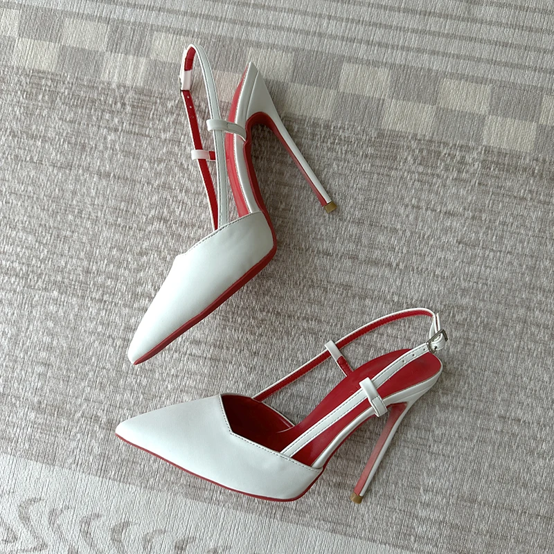 

Spring and summer new black and white matte hollow back high-heeled toe sandals, private custom oversized high heels