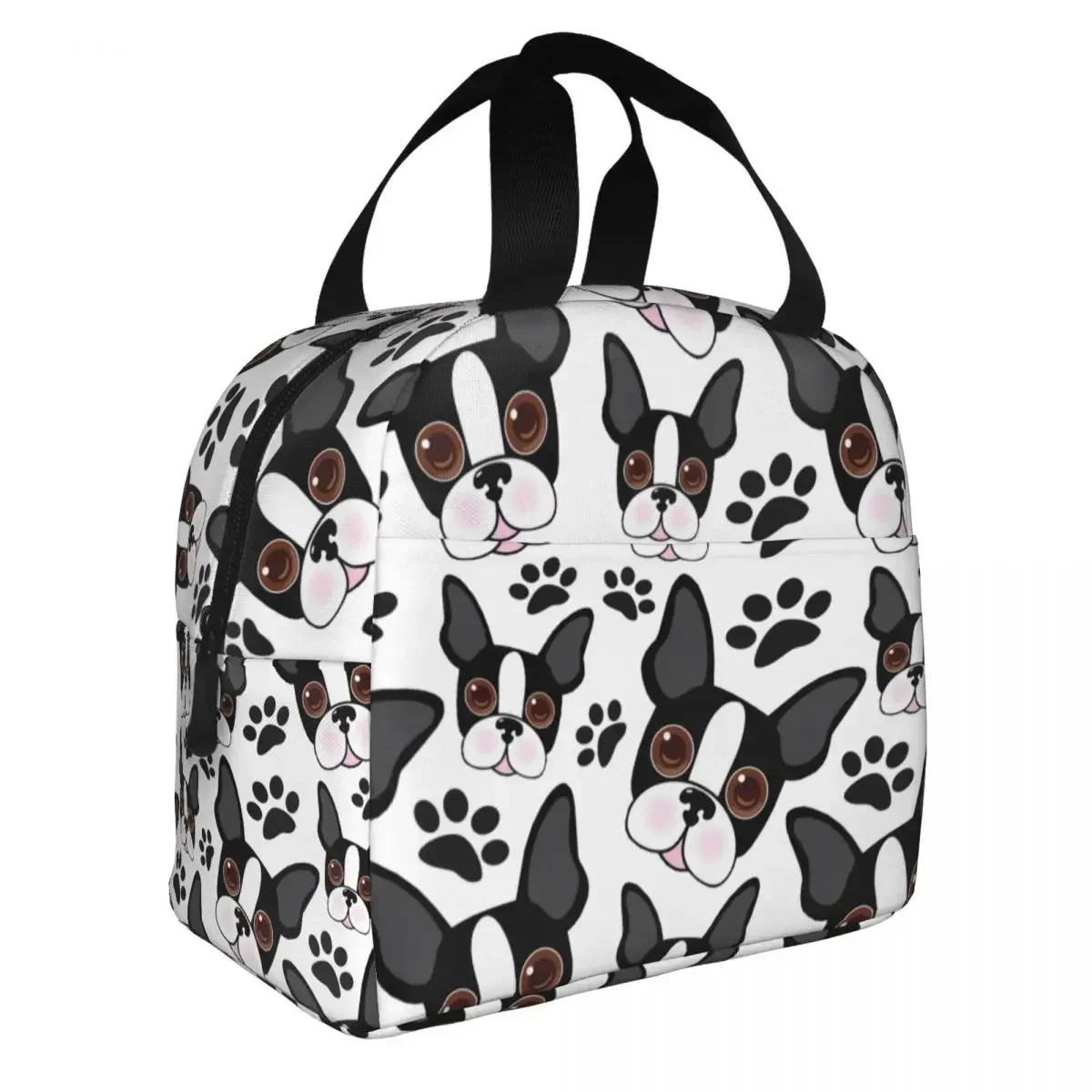 Lunch Bags for Women All American Boston Terrier Pet Puppy Dog Insulated Cooler Bag Portable School Lunch Box Food Storage Bags