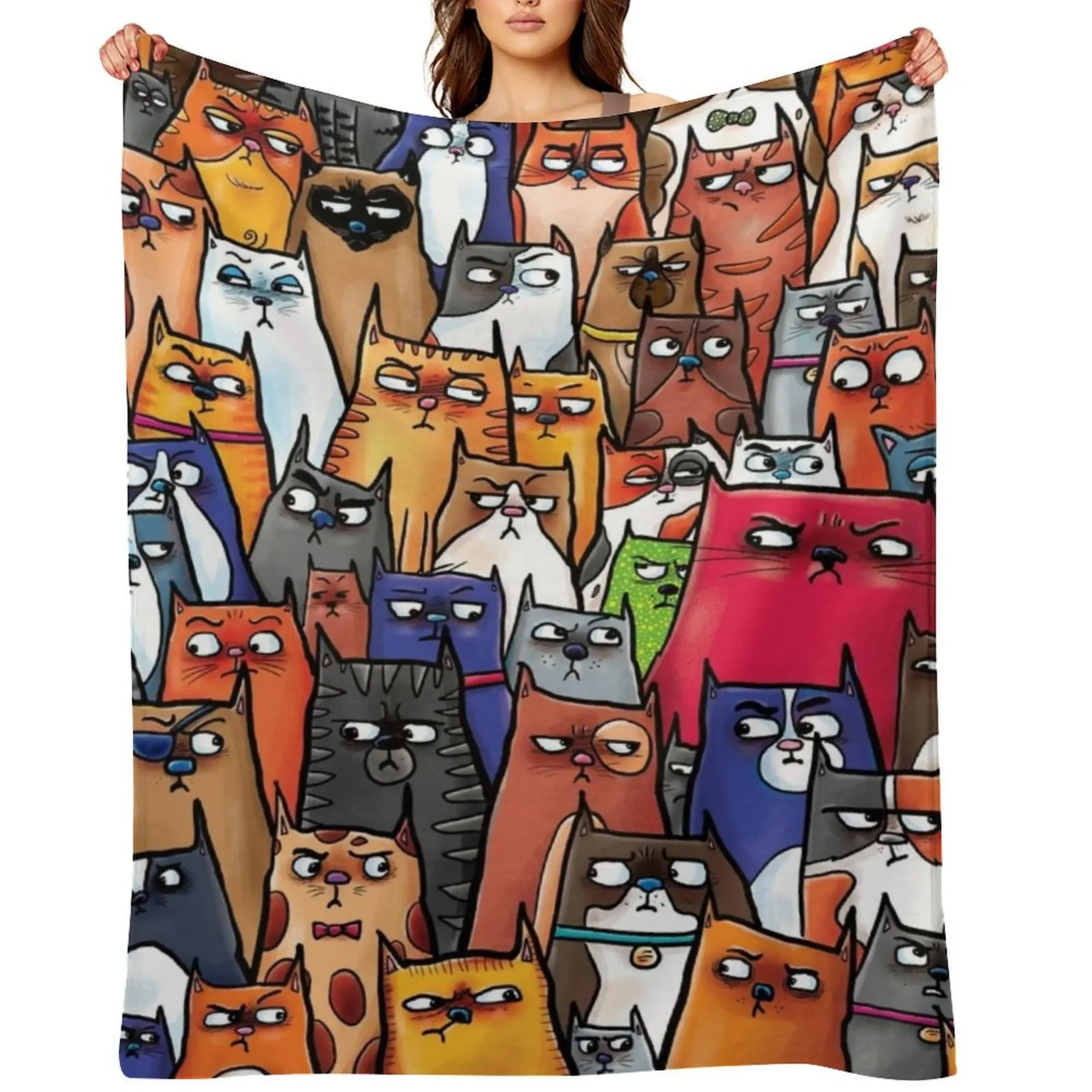 

Suspicious Kitties Throw Blanket Extra Large Throw Moving blankets ands Sofa Throw Blankets
