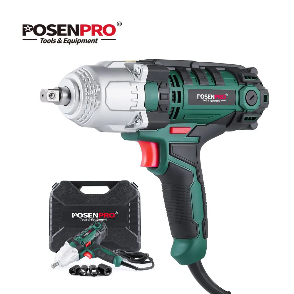 Llave de impacto eléctrica de 550W, torsión máxima de 500Nm, 1/2 pulgadas, 2M, Cable de goma para coche, 4 llaves de enchufe, caja BMC, herramienta de reparación de automóviles de energía de CA
