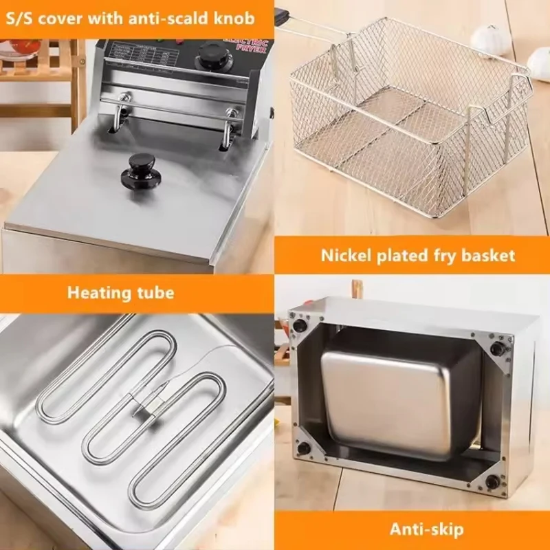 

Бытовая двухцилиндровая фритюрница, электрическая машина для жарки картофеля фри, промышленная фритюрница 12 л