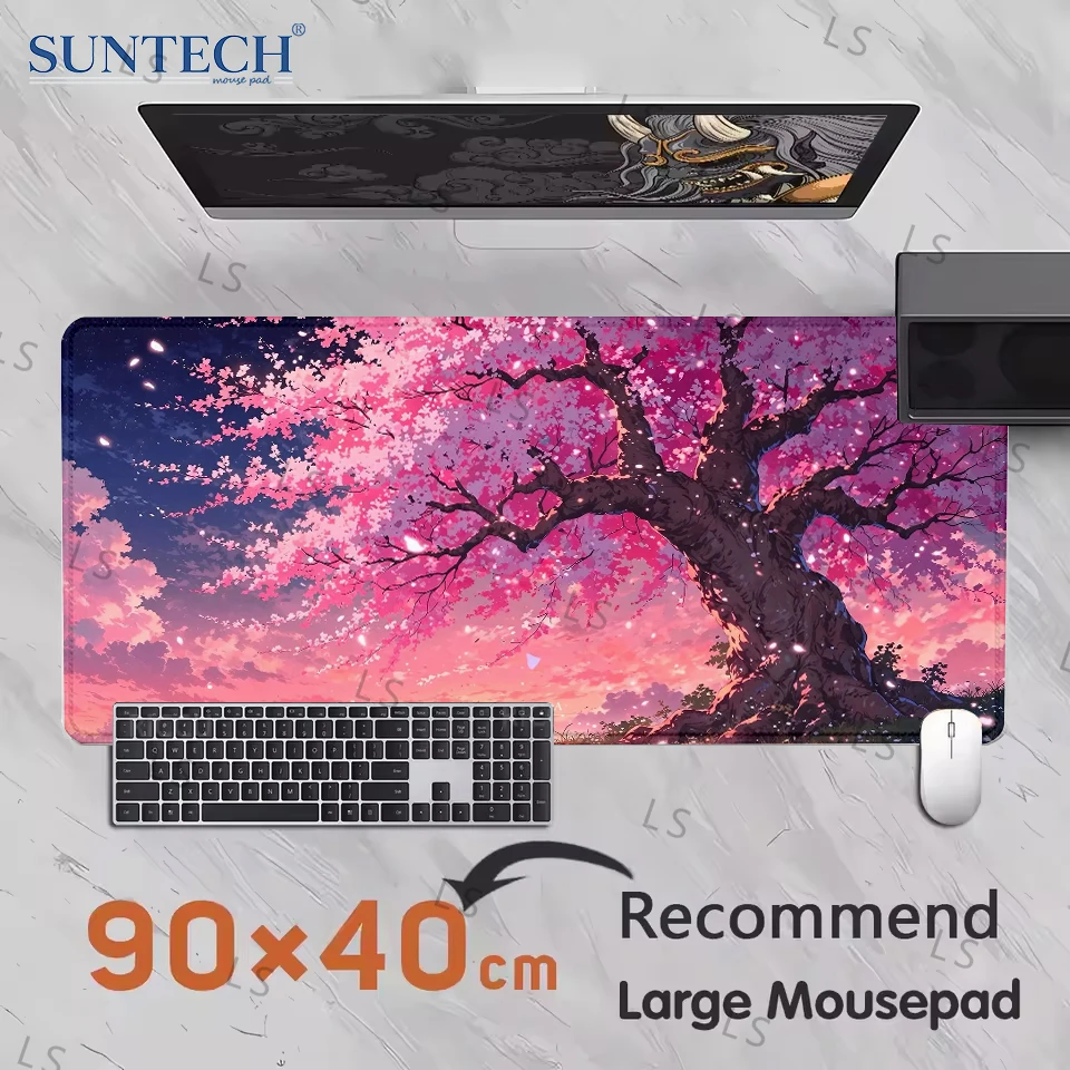 

Женский коврик для мыши с японскими цветами вишни, большой черный, 400X900, компьютерная клавиатура для ПК, XXL, настольный коврик, аксессуары для офисного интерьера, ковер