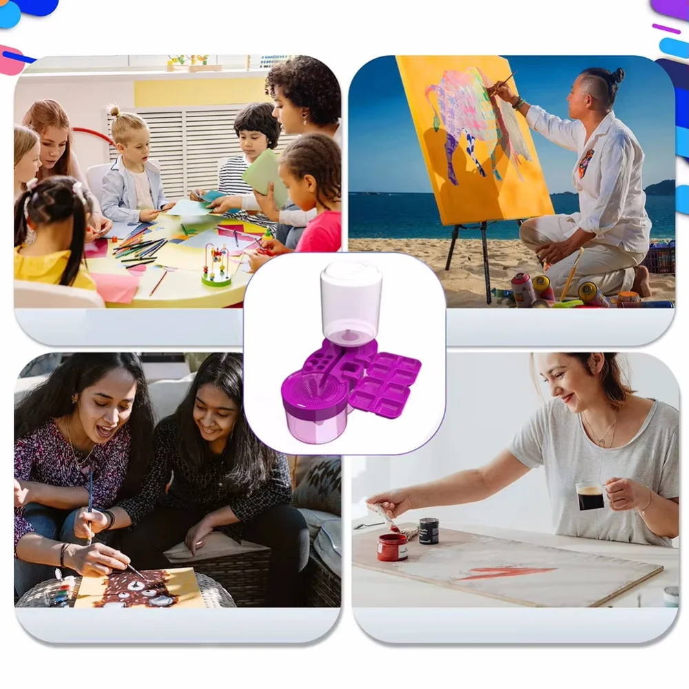 Paint Brush Cleaner With Drain Button Automatic Water Circulation Paint Brush Cleaning Machine Cleaning Bucket Art Tools