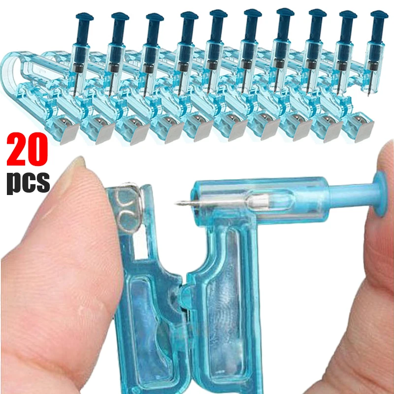 20Pcs Ear Piercing Gun Kit Disposable Healthy Safety Earring Piercer Tool Machine Kit Studs Nose Lip Body Jewelry Accessories