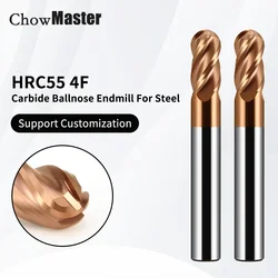 Carbide Ball Nose End Mill HRC55 4 Flute Coated Tungsten Steel Milling Cutter for Stainless Steel 3 4 5 6 8 10 12 14 16 18 20mm