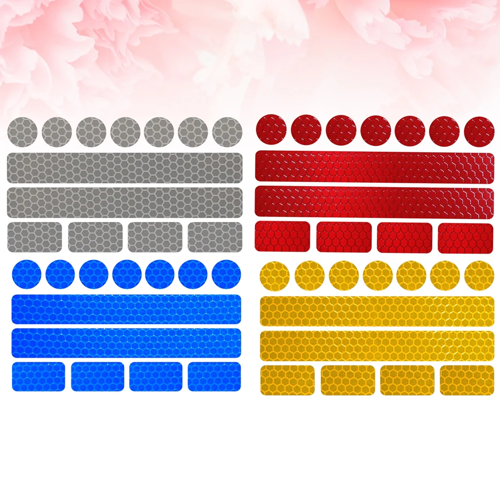 4pcs Reflective Tape Safety Stickers Self-adhesive Warning Caution Conspicuity Sticker Strip for Motorcycles Bicycles (Yellow, W