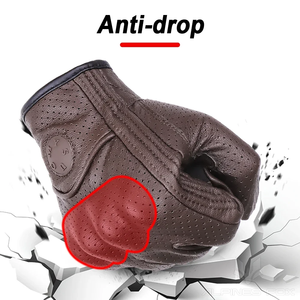 ถุงมือหนังมอเตอร์ไซค์ SUOMY สไตล์วินเทจ สำหรับผู้ชายและผู้หญิง ถุงมือขี่จักรยานยนต์สำหรับฤดูใบไม้ผลิ ถุงมือมอเตอร์ไซค์แบบเรโทร สำหรับมอเตอร์ครอส ATV สีน้ำตาล