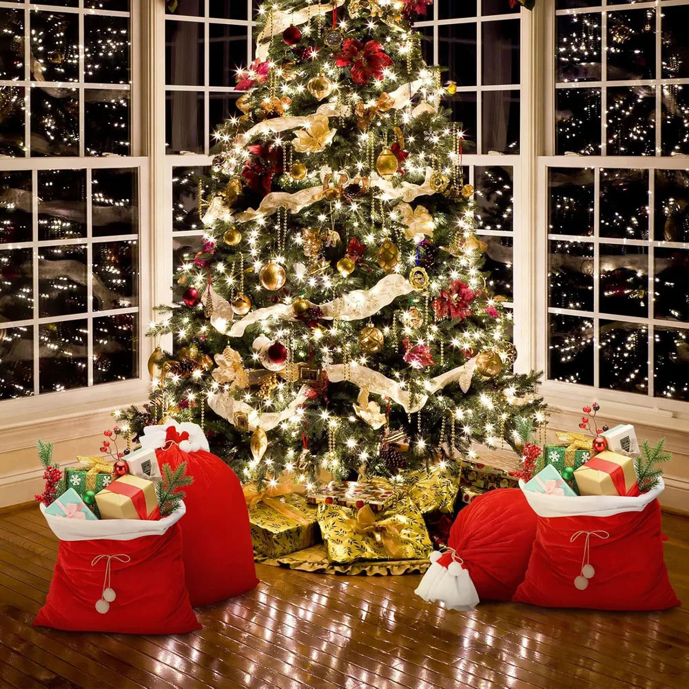 

Large Red Velvet Santa Gift Sack with Drawstring,Christmas Presents,Xmas Present,Toys,Holiday Party