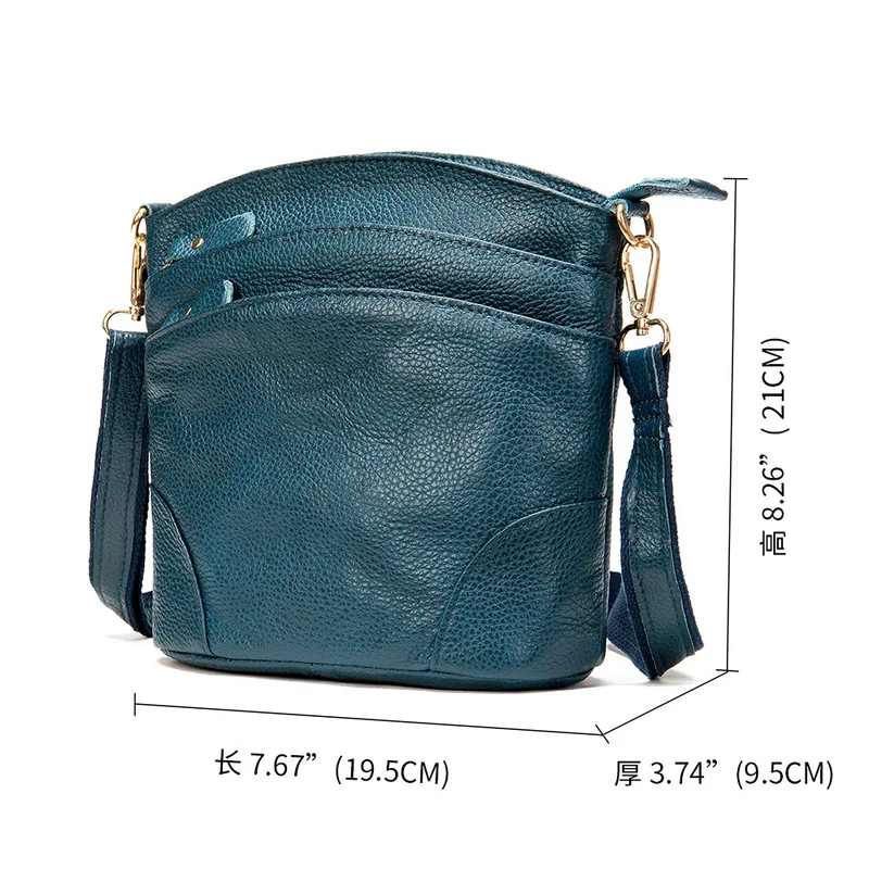 New Leather ladies' bag - top layer of cowhide bucket bag - middle-aged mother's casual single shoulder bag - crossbody bag