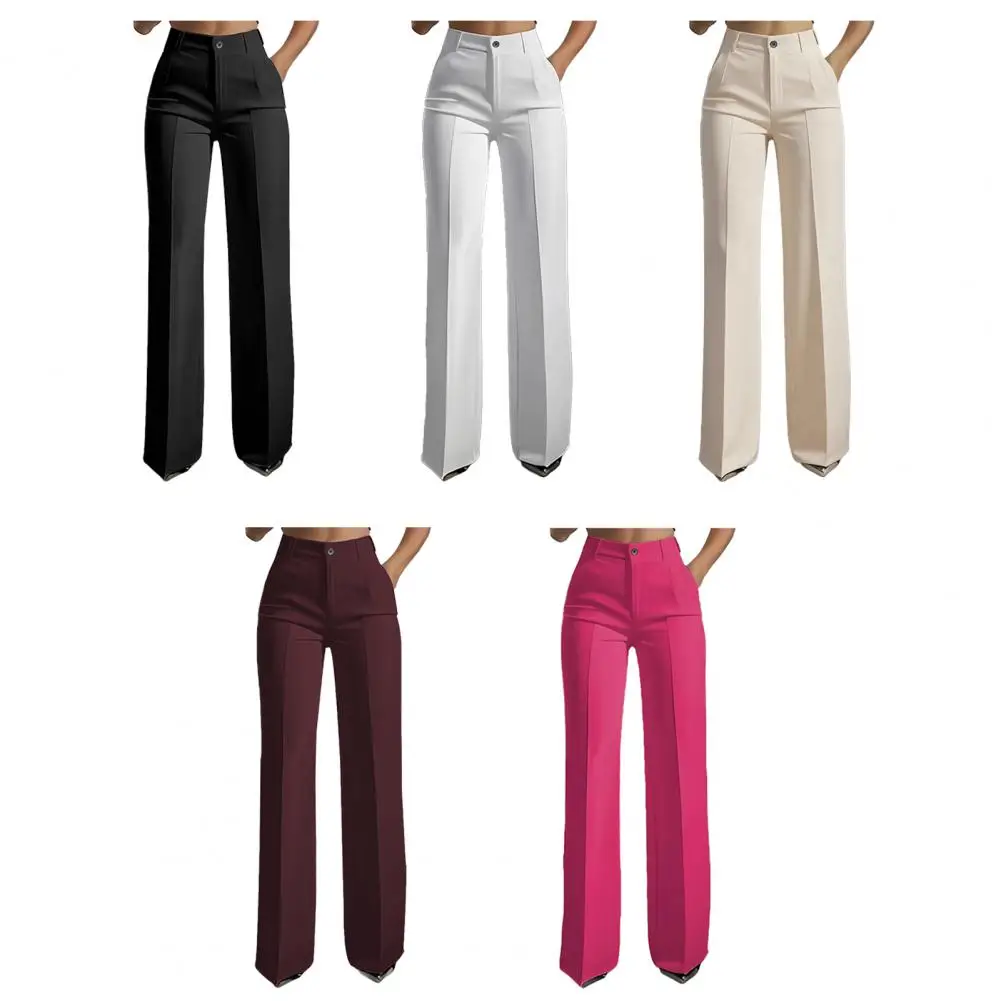 

Suit Pants Women's Plain High Waist Straight Leg Pants, Chic Casual Comfy Zipper Button Trousers for Daily Wear, Pants for Women