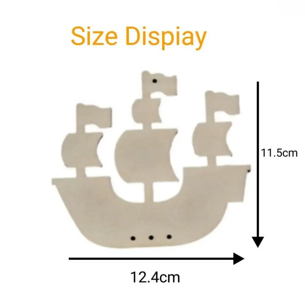 Creative DIY Wooden Pirate Ship Craft Kit Unfinished Wood Slices Wind Chime Ornament Painting Drawing Art Supplies