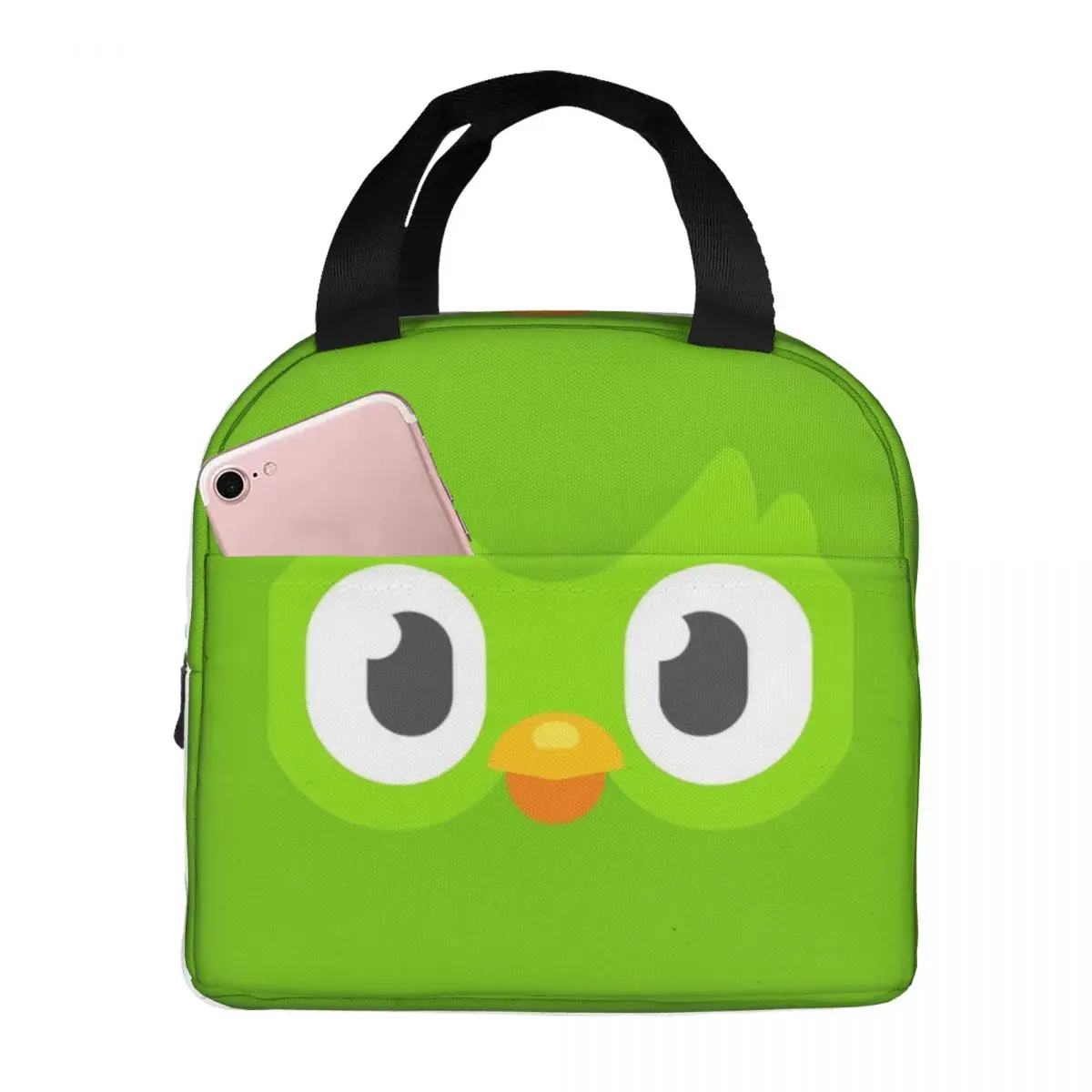 Duolingo Face Insulated Lunch Bag Portable Cartoon Meal Container Cooler Bag Tote Lunch Box Work Outdoor Food Handbags