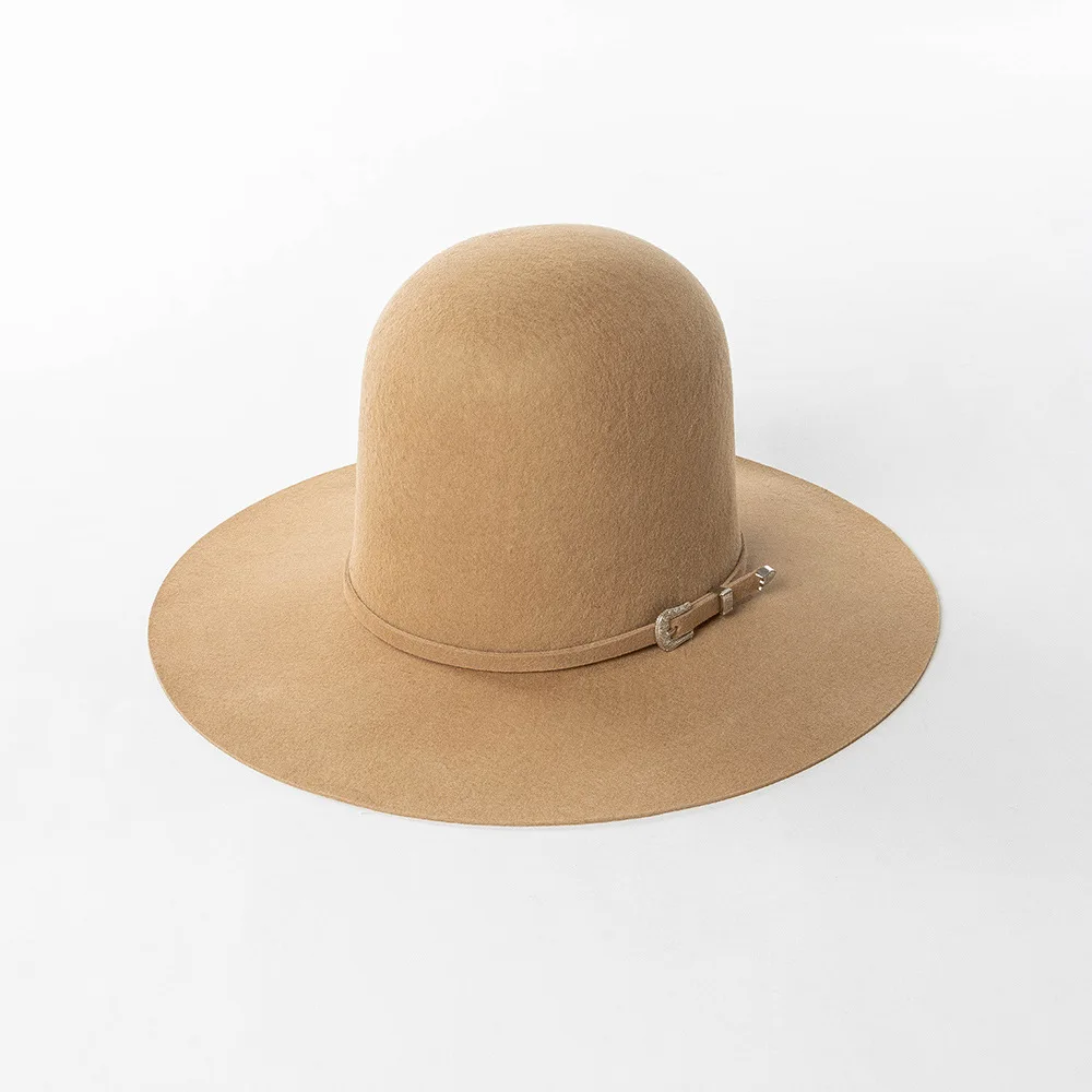 

Autumn Winter New Vintage Felt Belt Buckle Barrel High Top Big Brim Wool Felt Hat Stage Show Performance