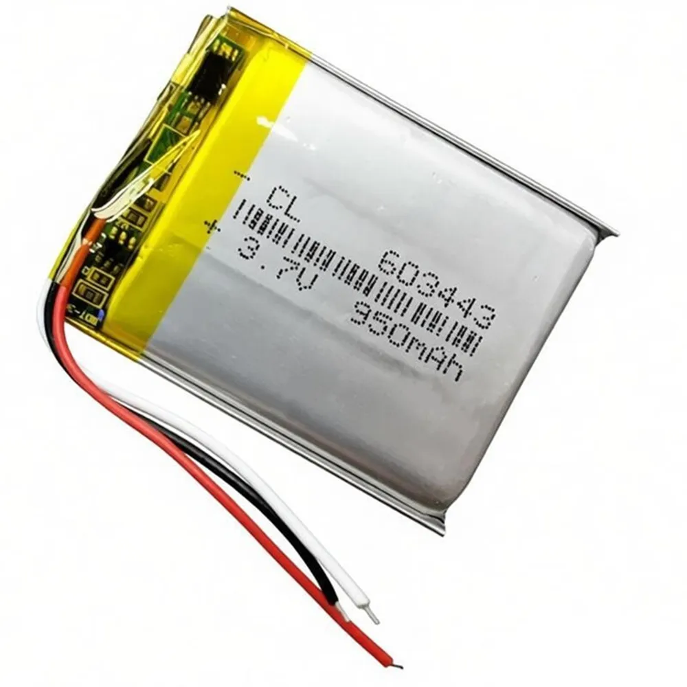 1-10PCS 3.7V 950mAh 603443 With 3 Wires Rechargeable Lithium Polymer Battery For Bluetooth Headset Speaker Mouse LED Lamp Light