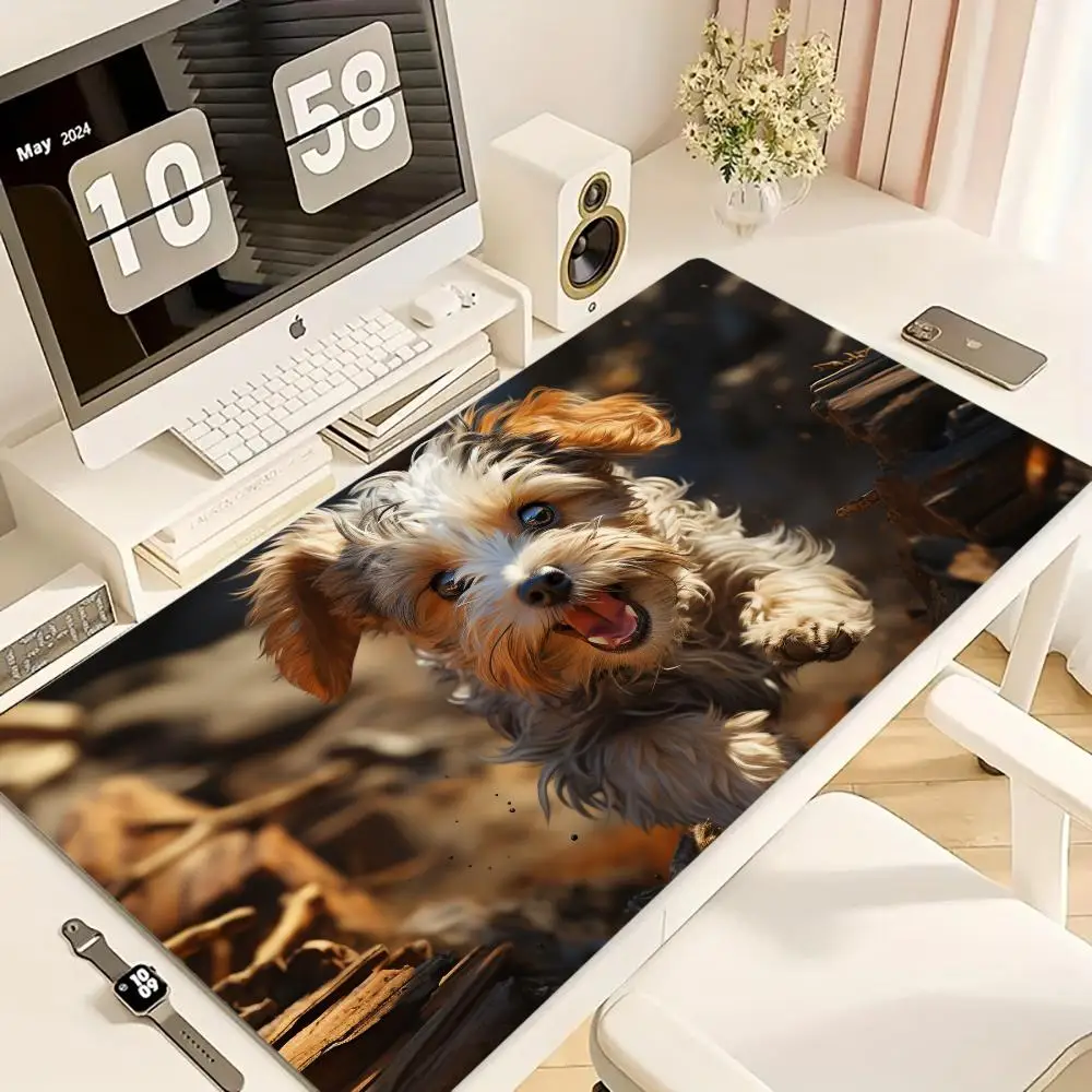 

Cute Dog Mouse Pad XL Computer Accessories Office Game Table Mats Rubber Anti-slip Gaming Keyboard Mousepads XXL Desk Pads 40x90