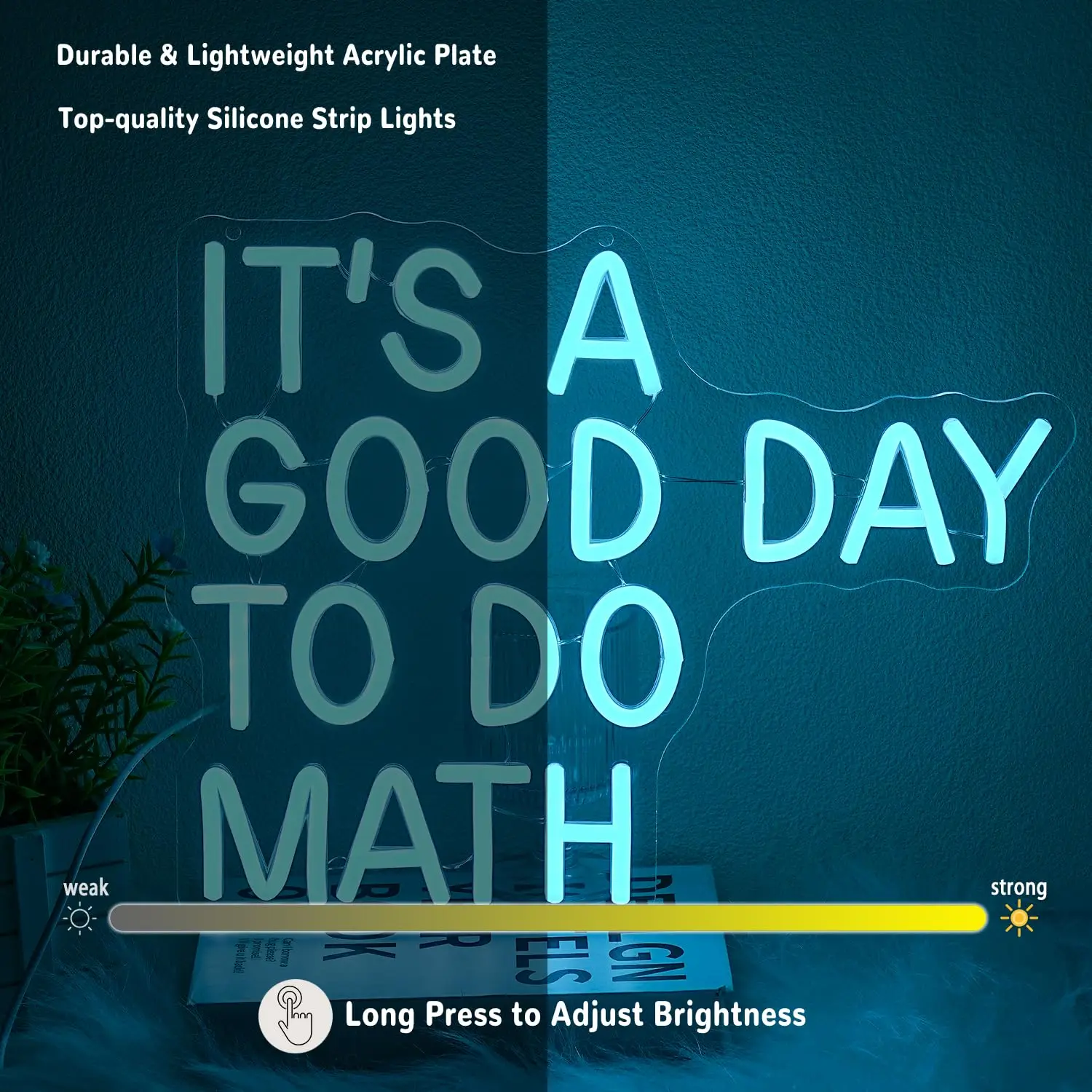 It's A Good Day To Do Math LED Neon Sign USB Powered, Back to School Classroom Kids Room bedroom Decor