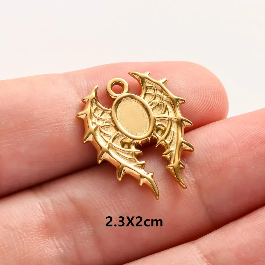 5 Stück/Lot Niedliche Engelsflügel Mädchen-Anhänger in Goldfarbe aus Edelstahl Kreuzanhänger für Schmuckherstellung DIY Ohrringe Halskette Schlüsselanhänger – Detail 2