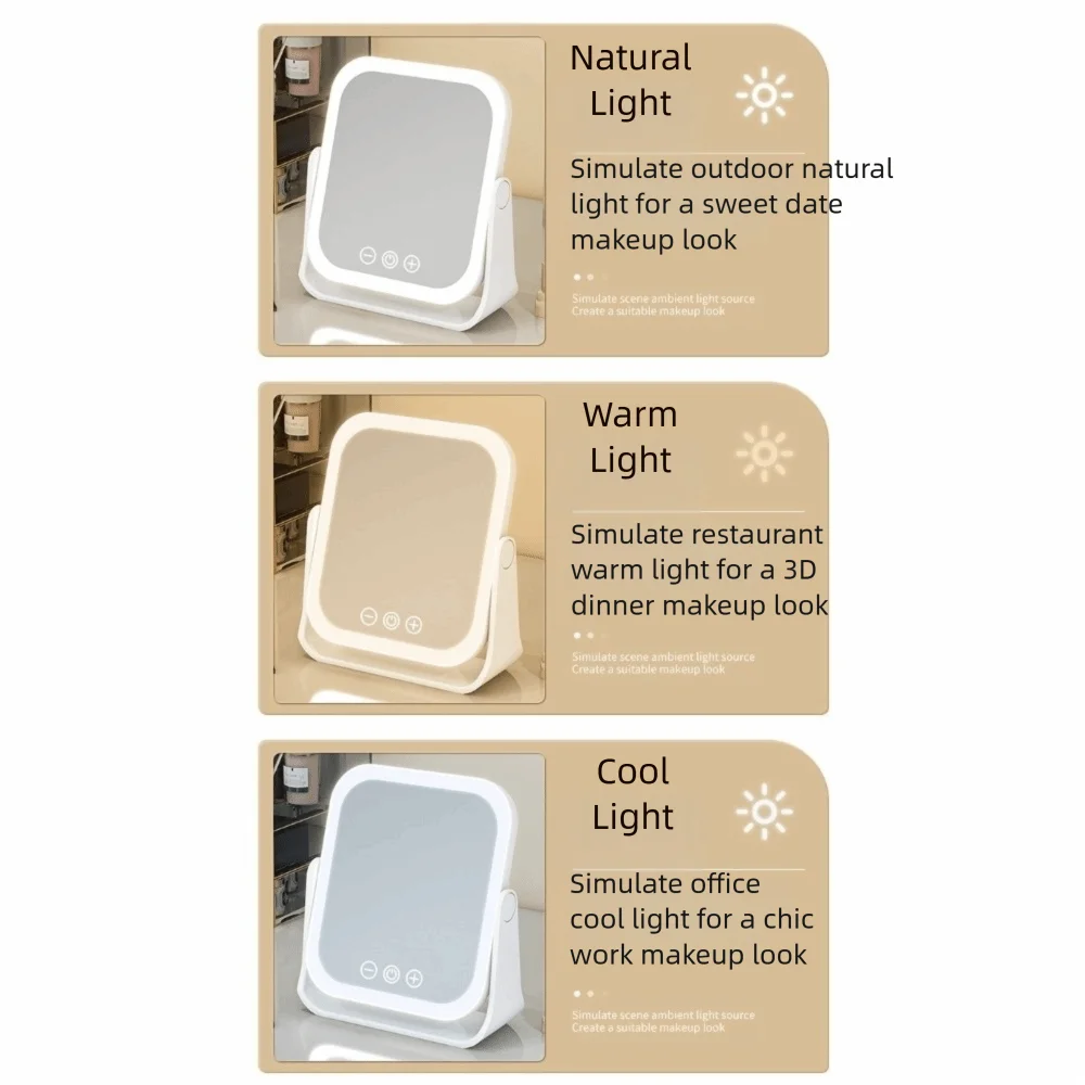 3 Color LED Makeup Mirror Smart Dimmable 5x Magnifying Mirror with Led Rotatable Electric Makeup Beauty Mirror Travel