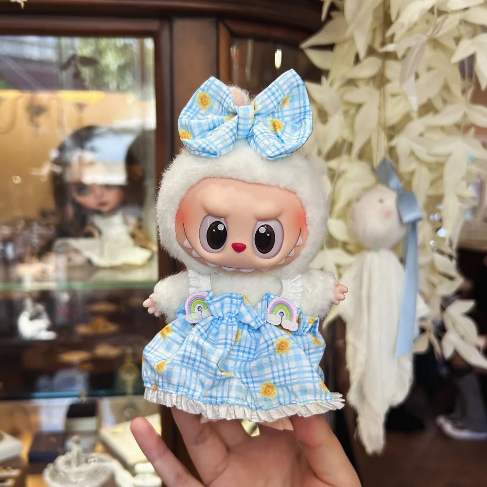 Für 17 cm Labubu V2 V3 Süßes und duftendes Windrock-Set DIY Labubu Outfit Zubehör Trendige Spielkleidung Labubu-Kleidung