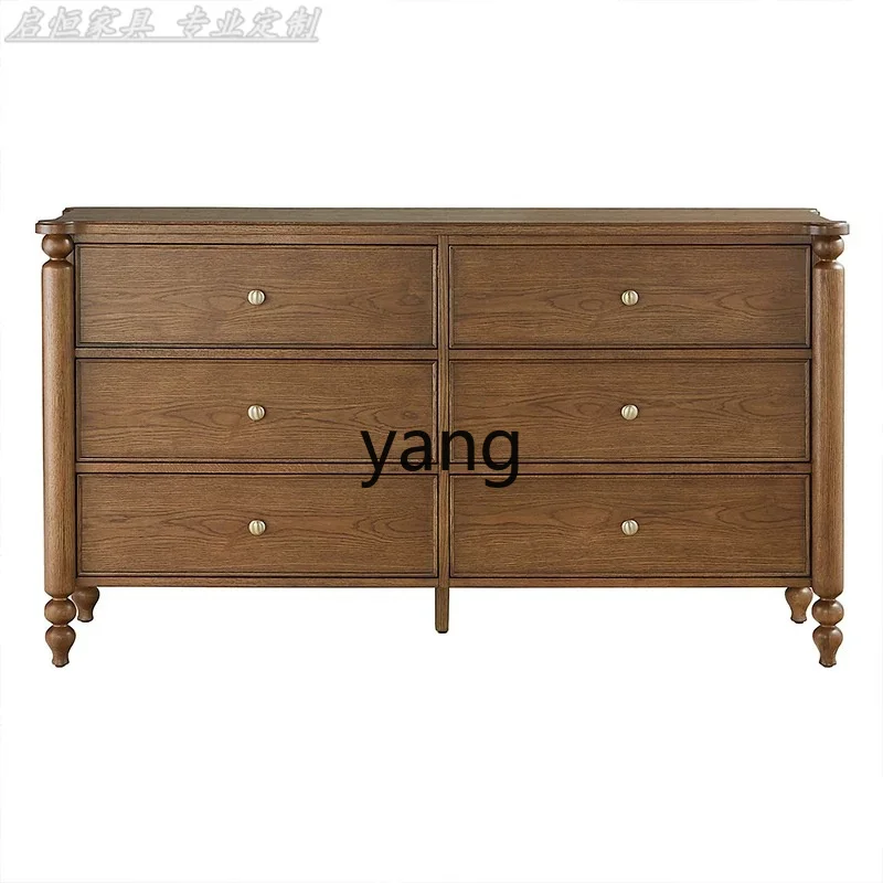 

CX solid wood six-chest cabinet French retro living room wall storage cabinet