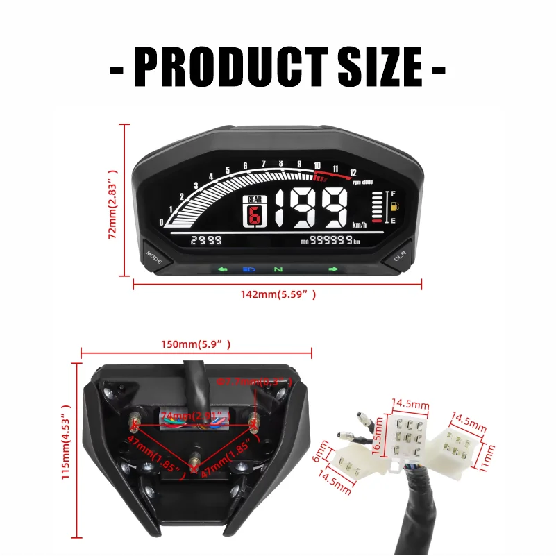 Universal LCD Digital Motorcycle Speedometer Tachometer ABS Material Multi-Function Gauge With Hour Meter For ATV