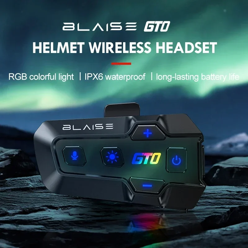 2024 New BLAISE GT0  Motorcycle Helmet Bluetooth Headset Super Long Standby Wireless Hands-free Waterproof Motorbike Earphone