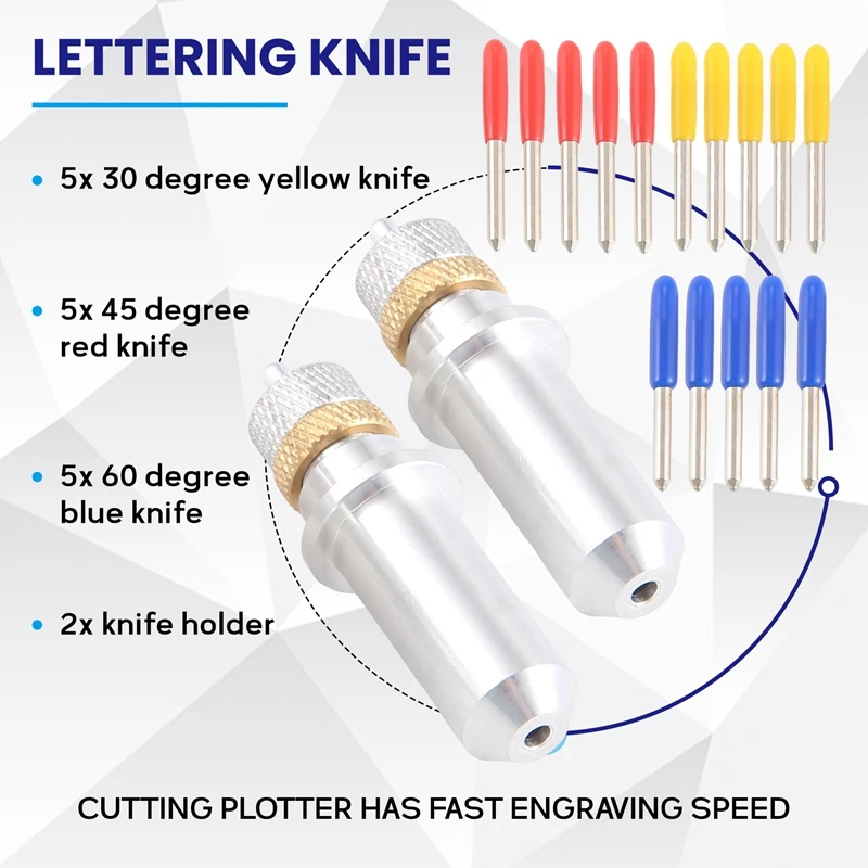 ABGG-17Pcs/Set 30/45/60 Degree For Roland Cutting Plotter Vinyl Cutter Blade+Holder Refine  Redsail Cutter Plotter Cutting