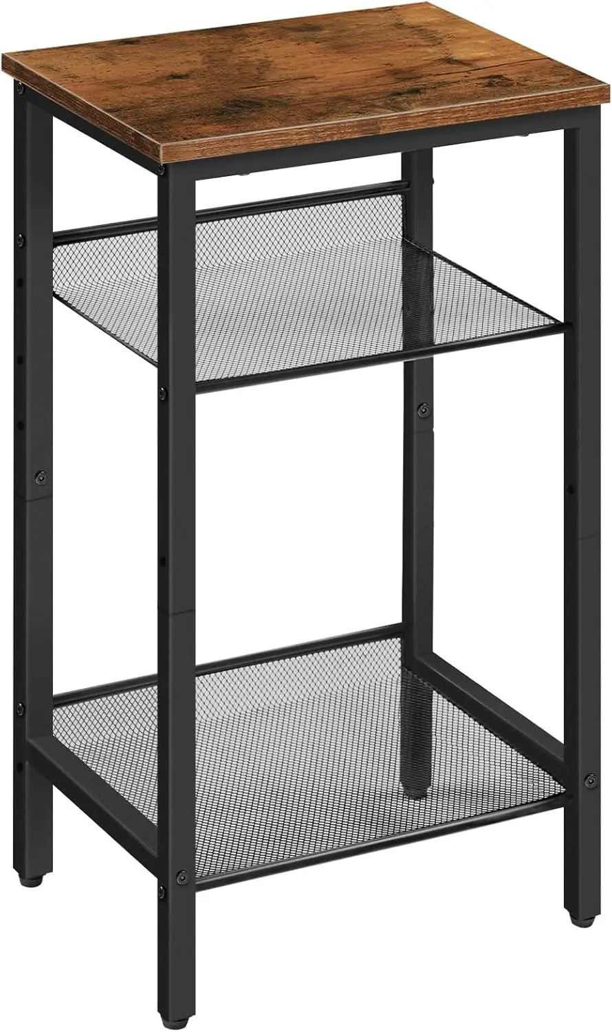 

3-Tier Adjustable Side Table, Rustic Brown & Black Entry Table for Living Room, Bedroom, Hallway, or Office