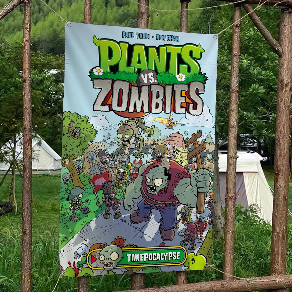 P-Plant Vs Z-Zombie Large Size Flags Printing Patterns Interesting Birthday Party Decorations Banner