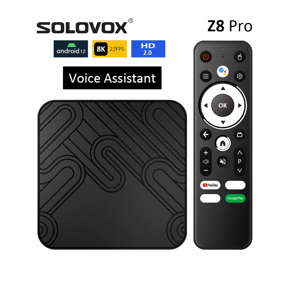 SOLOVOX Z8 Pro Android 12 Smart TV Box H618 Quad 2G 16G 4G 32G WiFi Bluetooth 5 Voice Assistant YouTube 8K Z8Pro Media Player