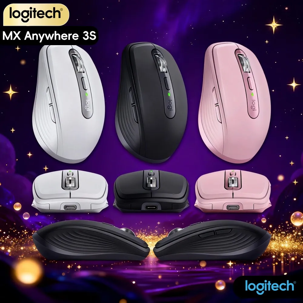 Logitech MX Anywhere 3S Wireless Mouse - 8000 DPI, Hyper-Scroll, Silent Click, Anti-Slip Grip For Office Work
