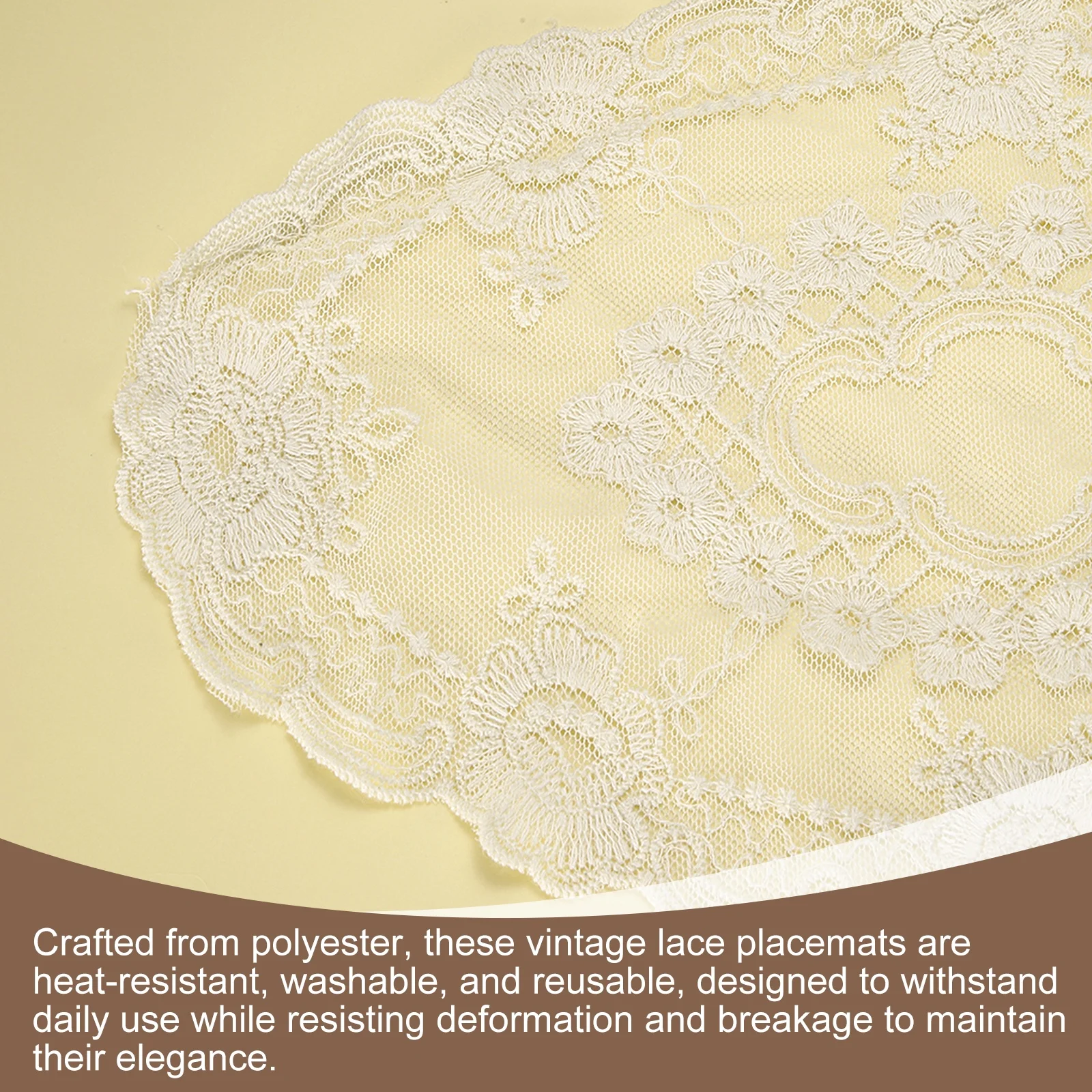 uxcell 2pcs Lace Doilies for Tables, Round Lace Placemats, Handmade Crochet Coasters for Dining Room Wedding